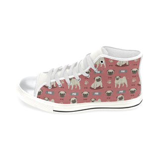 Pug Pattern White High Top Canvas Shoes for Kid - TeeAmazing