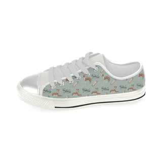 Greyhound Pattern White Canvas Women's Shoes (Large Size) - TeeAmazing