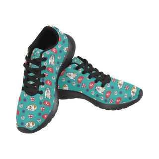 English Bulldog Pattern Black Sneakers Size 13-15 for Men - TeeAmazing