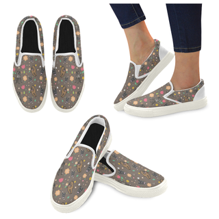 Cane Corso Flower White Women's Slip-on Canvas Shoes - TeeAmazing