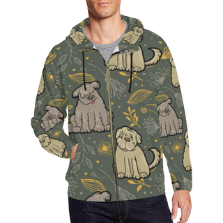 Briard Flower All Over Print Full Zip Hoodie for Men (Model H14) - TeeAmazing