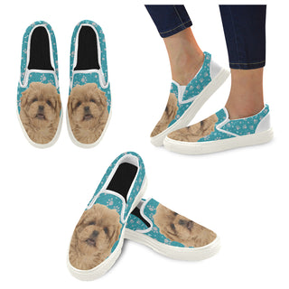 Peekapoo Dog White Women's Slip-on Canvas Shoes - TeeAmazing