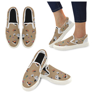 Figure Skating Pattern White Women's Slip-on Canvas Shoes - TeeAmazing