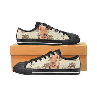 Airedale Terrier Black Low Top Canvas Shoes for Kid - TeeAmazing