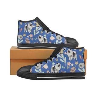 Keeshound Flower Black Women's Classic High Top Canvas Shoes - TeeAmazing