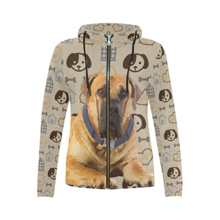 English Mastiff Dog All Over Print Full Zip Hoodie for Women - TeeAmazing
