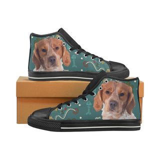 Brittany Spaniel Dog Black Men’s Classic High Top Canvas Shoes - TeeAmazing