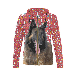 Tervuren All Over Print Full Zip Hoodie for Women - TeeAmazing