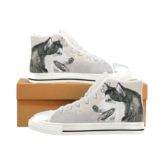 Alaskan Malamute Water Colour White High Top Canvas Shoes for Kid - TeeAmazing