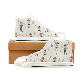 Zoo Keeper Pattern White High Top Canvas Shoes for Kid - TeeAmazing