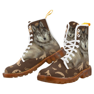 Wolf Lover White Boots For Men - TeeAmazing