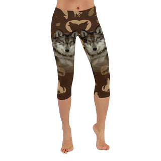 Wolf Lover Low Rise Capri Leggings (Invisible Stitch) (Model L08) - TeeAmazing