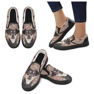 Chiweenie Dog Black Women's Slip-on Canvas Shoes - TeeAmazing