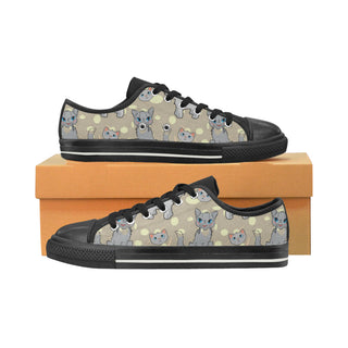 Ojos Azules Black Low Top Canvas Shoes for Kid - TeeAmazing