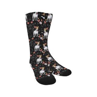 Jack Russell Terrier Flower Trouser Socks - TeeAmazing