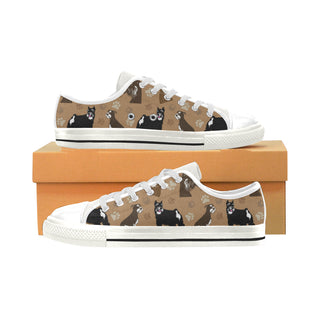 Miniature Schnauzer Pattern White Low Top Canvas Shoes for Kid - TeeAmazing
