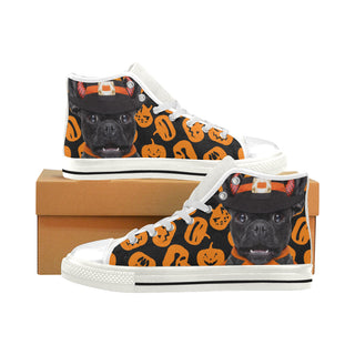 French Bulldog Halloweeen White Men’s Classic High Top Canvas Shoes - TeeAmazing