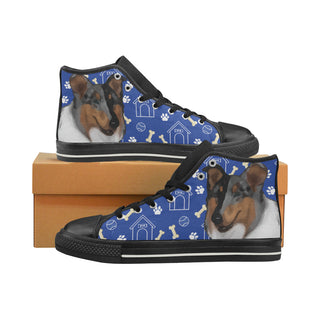 Collie Dog Black Women's Classic High Top Canvas Shoes - TeeAmazing