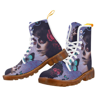 Sugar Skull Candy White Boots For Women - TeeAmazing