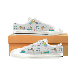 Cute Music White Low Top Canvas Shoes for Kid - TeeAmazing