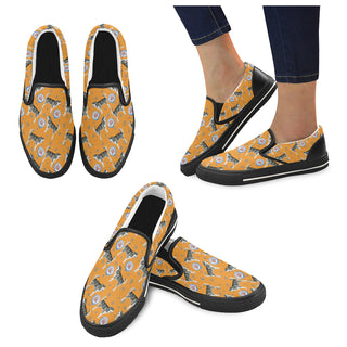 Alaskan Malamute Water Colour Pattern No.2 Black Women's Slip-on Canvas Shoes/Large Size (Model 019) - TeeAmazing