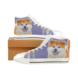 Akita Lover White High Top Canvas Shoes for Kid - TeeAmazing
