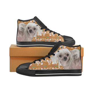 Cute Chinese Crested Black High Top Canvas Women's Shoes/Large Size - TeeAmazing