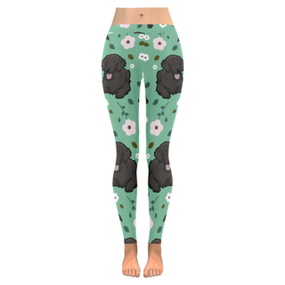 Curly Coated Retriever Flower Low Rise Leggings (Invisible Stitch) (Model L05) - TeeAmazing