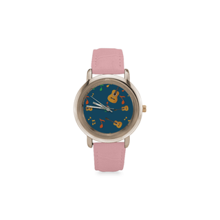 Classic Guitar Pattern Women's Rose Gold Leather Strap Watch - TeeAmazing