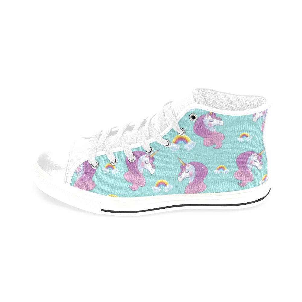 Unicorn White Men’s Classic High Top Canvas Shoes /Large Size - TeeAmazing