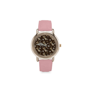 Yorkshire Terrier Water Colour Pattern No.1 Women's Rose Gold Leather Strap Watch - TeeAmazing