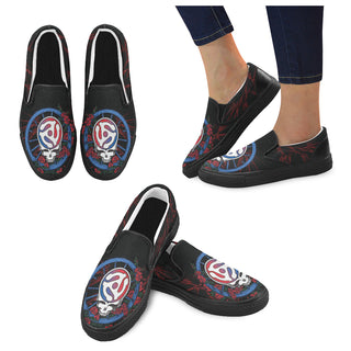 Grateful Dead Black Women's Slip-on Canvas Shoes - TeeAmazing