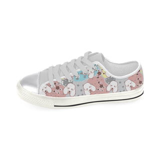 Poodle Pattern White Women's Classic Canvas Shoes - TeeAmazing
