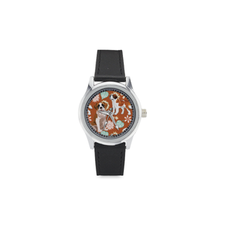 St. Bernard Flower Kid's Stainless Steel Leather Strap Watch - TeeAmazing