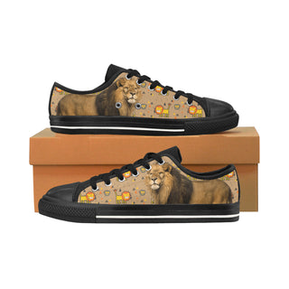 Lion Black Men's Classic Canvas Shoes/Large Size - TeeAmazing