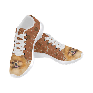 Pomeranian Dog White Sneakers for Women - TeeAmazing