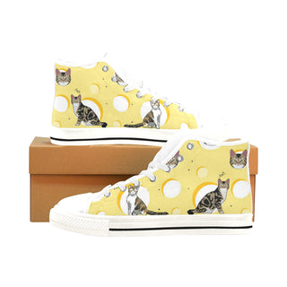 American Wirehair White Men’s Classic High Top Canvas Shoes /Large Size - TeeAmazing