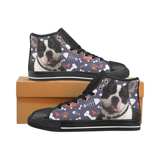 French Bulldog Dog Black Men’s Classic High Top Canvas Shoes /Large Size - TeeAmazing