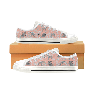 Italian Greyhound Flower White Low Top Canvas Shoes for Kid (Model 018) - TeeAmazing