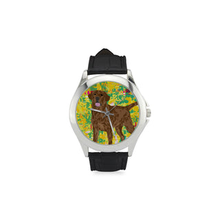 Chocolate Lab Women's Classic Leather Strap Watch - TeeAmazing