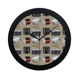 Drum Pattern Black Circular Plastic Wall clock - TeeAmazing