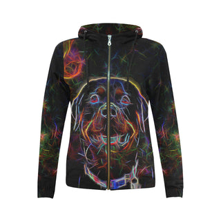 Rottweiler Glow Design 1 All Over Print Full Zip Hoodie for Women - TeeAmazing