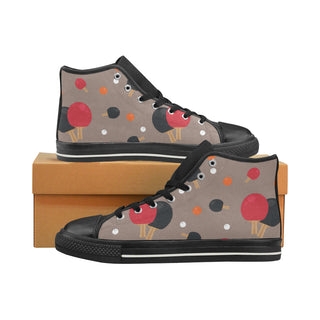 Ping Pong Pattern Black High Top Canvas Shoes for Kid - TeeAmazing