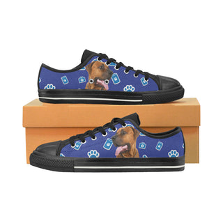 Tosa Dog Black Low Top Canvas Shoes for Kid - TeeAmazing