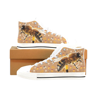 Queen Bee White Men’s Classic High Top Canvas Shoes /Large Size - TeeAmazing