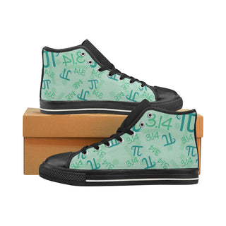 Pi Pattern Black High Top Canvas Women's Shoes/Large Size - TeeAmazing