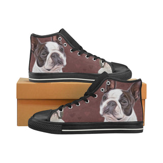 Boston Terrier Lover Black High Top Canvas Shoes for Kid - TeeAmazing