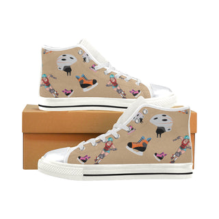 Figure Skating Pattern White High Top Canvas Shoes for Kid - TeeAmazing