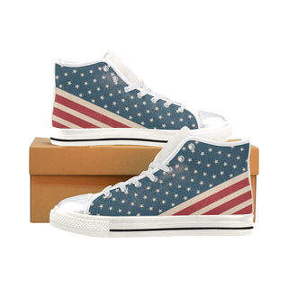 4th July V2 White High Top Canvas Shoes for Kid - TeeAmazing