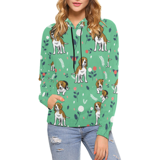 Beagle Flower All Over Print Hoodie for Women (USA Size) (Model H13) - TeeAmazing